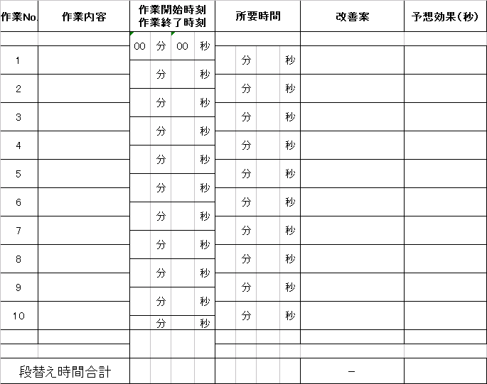 段替え測定シート