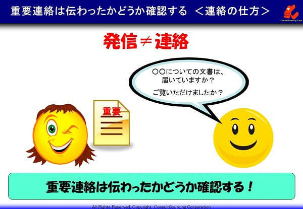 連絡の仕方は重要な情報は伝わったか確認するの説明図